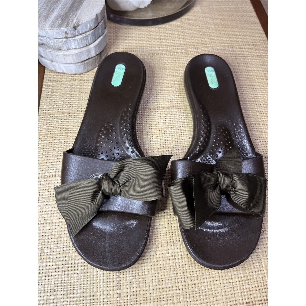 OKABASHI Women's Madison Brown Sandals With Bow - Size‎ L